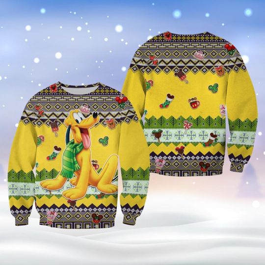 Disney Pluto Christmas Ugly Sweater, Pluto Dog Sweater, Mickey And Friends Shirt, Merry Christmas Shirt, Disney Trip Shirt