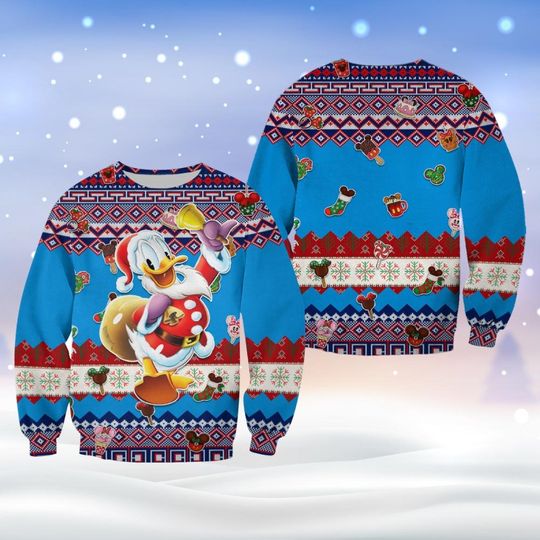 Disney Donald Christmas Ugly Sweater, Cute Donald Duck Shirt, Donald Duck Holiday Sweater, Disney Xmas Shirt, Magic Kingdom Shirt