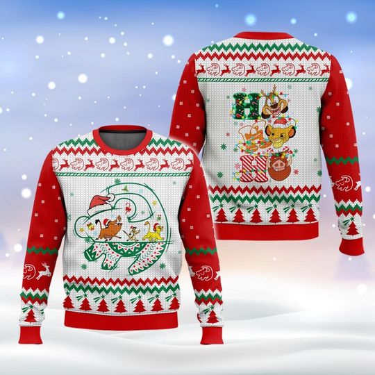 The Lion King Ugly Christmas Sweater, Hakuna Matata Holiday Sweater, Simba Lion Shirt, Pumbaa Timon Xmas Sweatshirt, Gift For Son