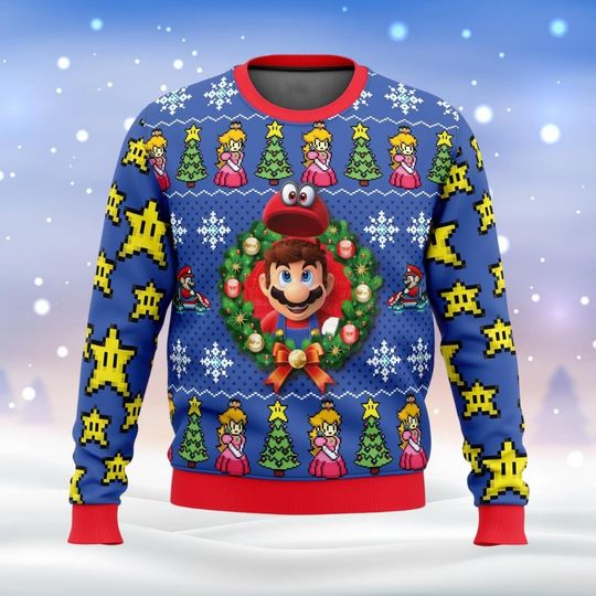 Super Mario Ugly Christmas Sweater, Princess Peach Ugly Sweater, Mario Kart Sweatshirt, Video Game Shirt, Christmas Gift For Him