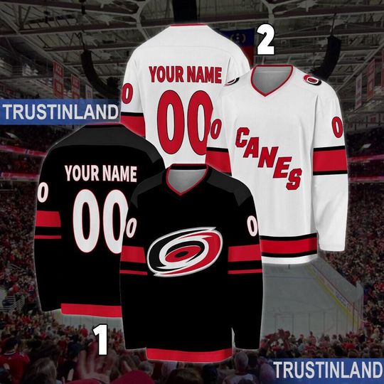 Personalized Carolina Hurricanes Hockey Jersey, Jersey For Men With Your Team Name, Fan Hockey Jersey