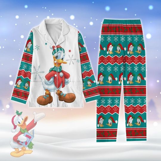 Donald Ugly Christmas Pajamas Set, Donald Duck Holiday Pajamas, Disney Family Matching Pajamas, Magic Kingdom Shirt, Gift For Kids