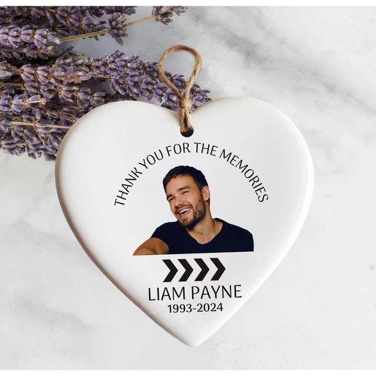 Liam Payne 1D Band Member Tribute Decoration, Fan Memorial Gift, RIP Liam Payne, One Direction Heart Ornament, Christmas Ornament