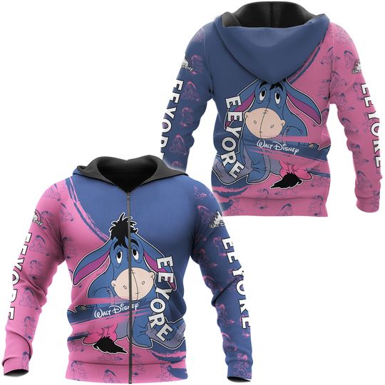 Eeyore Zip Hoodie, Winnie The Pooh Hoodie, Disney Eeyore Hoodie, Disney Donkey Hoodie, Eeyore Lover Gift