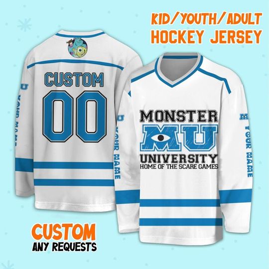 Personalize Monsters Inc Home Of The Scare Games Hockey, Disney Christmas Gift, Monsters Inc Hockey Sport Team Outfit, Disney Gift