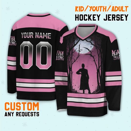Personalized Agatha All Along Jennifer Kale Jersey Hockeyy, Agatha Harkness All Along Character Hockey, The Witches Road Hockey