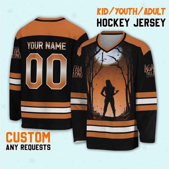 Personalized Agatha All Along Alice Wu Jersey Hockeyy, Agatha Harkness All Along Character Hockey, The Witches Road Hockey