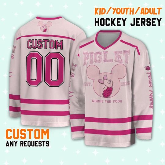 Custom WInnie The Pooh Piglet Hockey, Disney Sport Hockey, Disney Character Hockey, Christmas Birthday Gift