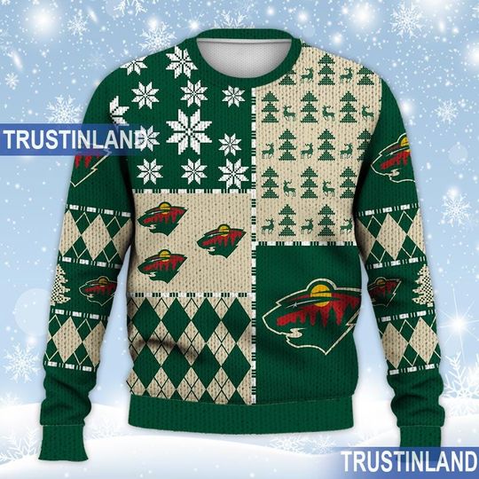 Minnesota Wild Ugly Sweater Christmas, Ice Hockey NHL Sweatshirt Pattern 3D All Over Print Hoodie, Shirt Xmas Full Print