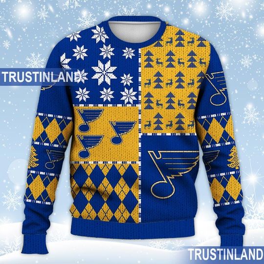 St. Louis Blues Ugly Sweater Christmas, Ice Hockey NHL Sweatshirt Pattern 3D All Over Print Hoodie, Shirt Xmas Full Print