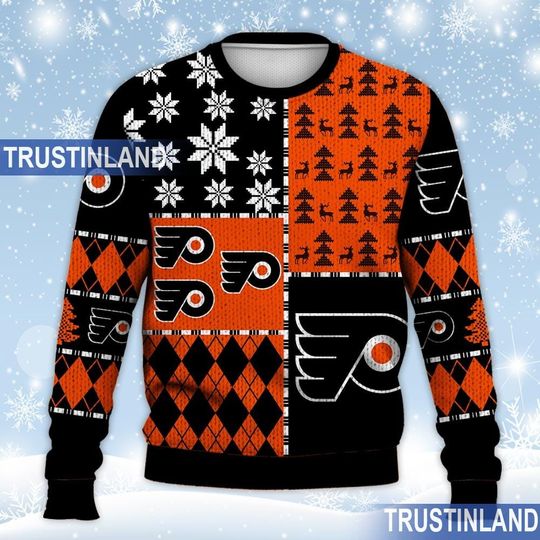 Philadelphia Flyers Ugly Sweater Christmas, Ice Hockey NHL Sweatshirt Pattern 3D All Over Print Hoodie, Shirt Xmas Full Print