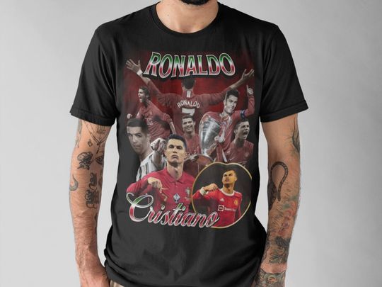 Cristiano Ronaldo Retro Vintage 90s Graphic T-Shirt, Real Madrid Tee Limited Oversize Shirt Portugal Tee Soccer Football Fan Shirt Sport Tee