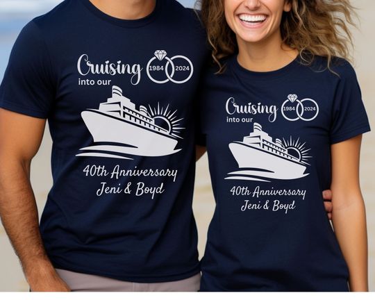 Personalized Anniversary Cruise Shirt, Couples Matching Cruise Tshirt, Custom Cruising Shirt, Friends Anniversary Gift, Husband and Wife Tee