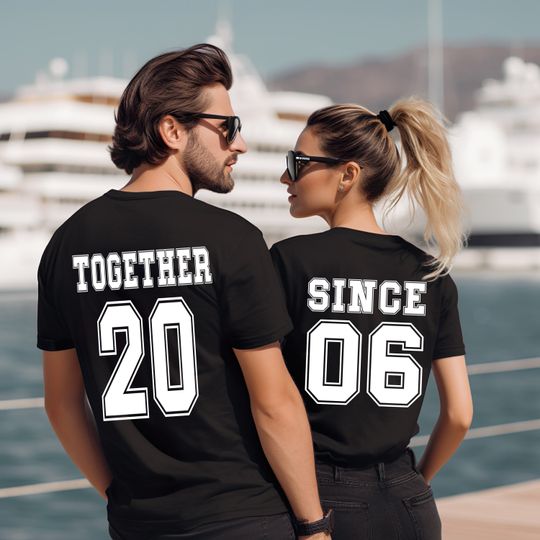 Personalized Matching Together Since Shirt, Valentine's Day Couple Shirt, Husband Wife Anniversary Shirt, Honeymoon Gift, His and Hers Shirt
