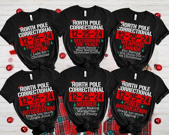 60 Quotes and Custom North Pole Correctional Shirt, Funny Family Matching Christmas Shirt, North Pole Correctional Shirt, Christmas Shirts