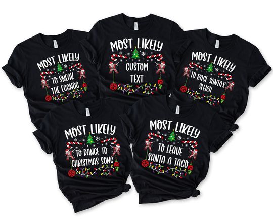 Most Likely To Santa Dabbing Christmas Shirt, Matching Family Christmas Pajamas, Funny Christmas T-Shirts, Christmas Gifts, Christmas Tees