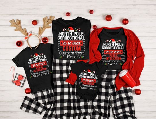 Custom North Pole Correctional Silhouette Shirt, Christmas Shirts, Funny Christmas Shirts, Family Matching Christmas Shirt, Holiday Shirt