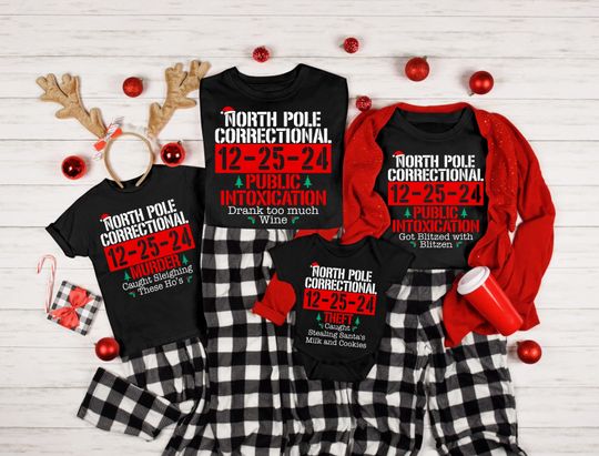Custom North Pole Correctional Christmas Shirt, Funny Family Matching Christmas Shirt, Christmas Shirt, North Pole Correctional Shirt