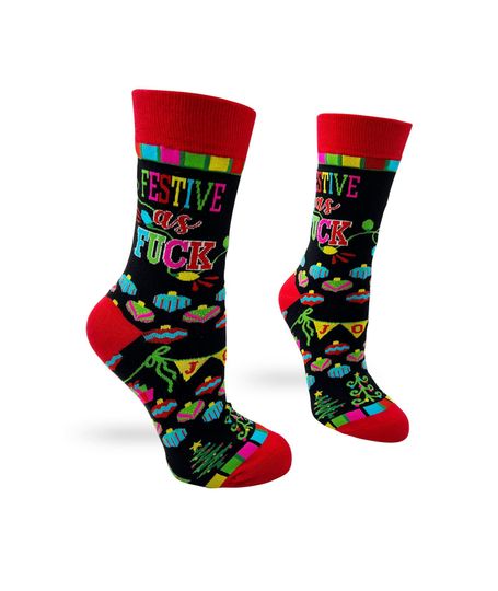 Festive as Fuck Sassy Women's Novelty Socks | Christmas Socks | Funny Gift for Her | Sassy Socks