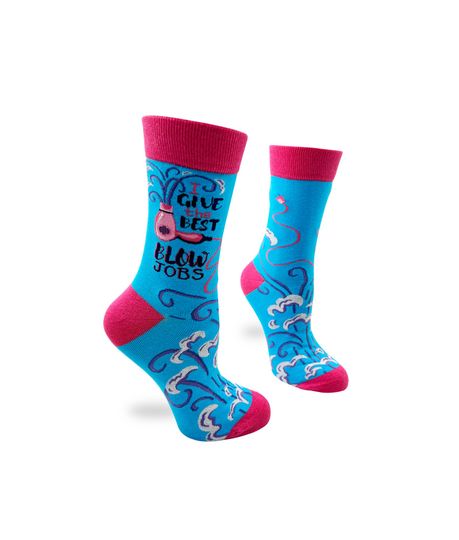 Funny Hairstylist I Give the Best Blow Jobs Women's Crew Socks | Sassy socks with sayings