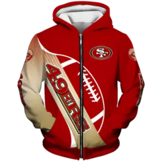 San Francisco 49ers Men Zip Hoodie | Sweatshirts Jacket Pockets Hooded Xmas Gifts