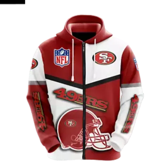 San Francisco 49ers Men Zipper Hoodie | Sweatshirts Casual Jacket Pockets Hooded