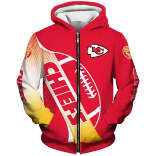 Kansas City Chiefs Mens Zipper Hoodie | Sweatshirts Casual Jacket Pockets Hooded