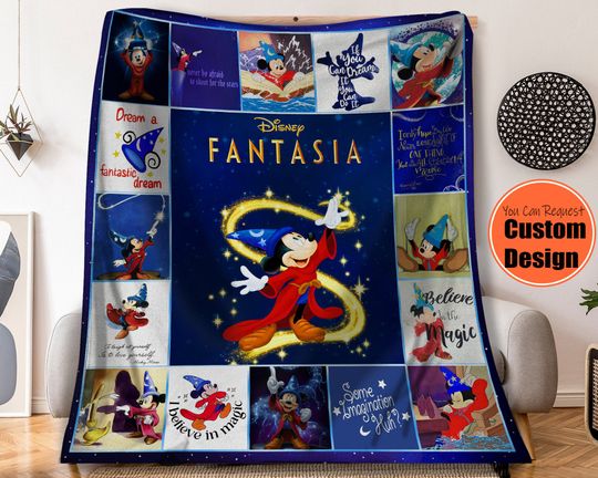 Retro Sorcerer Mickey Fantasia Blanket,  Home Decor, Mickey Throw Blanket For Kid Baby Adults, Cute  Gift For Christmas