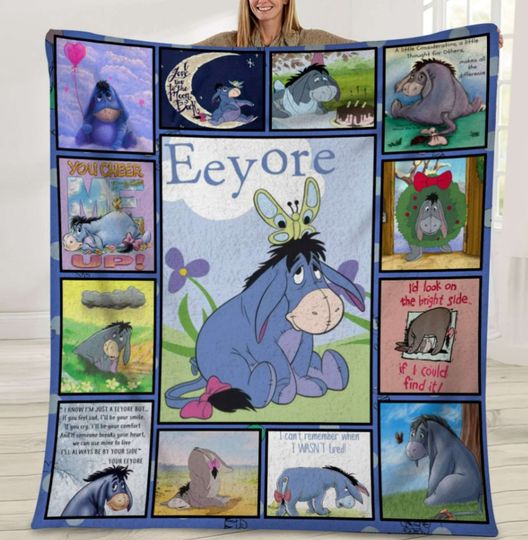 Eeyore Stuffed Donkey Winie Poooh Blanket, Eeyore Disneyland Cute Blanket, Anniversary Christmas Gift Funny Blanket, Eeyore Quote