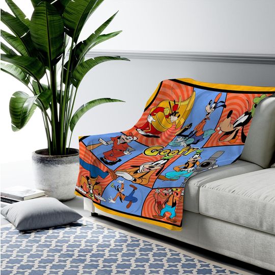 Disney Goofy Blanket, Goofy Velvet Movies Blanket, Max Goof Roxanne Throw Blanket for Bed Couch Sofa, Velveteen Plush Blanket