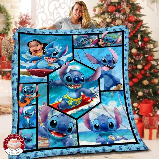 Lilo And Stitch So Cute Christmas Blanket, Premium Sherpa Blanket,  Ohana Fan Gift, Stitch Blanket, Cute Cartoon Gift