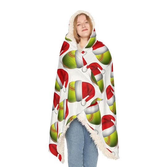 Softball Christmas Hooded Blanket | Winter | Christmas Gift