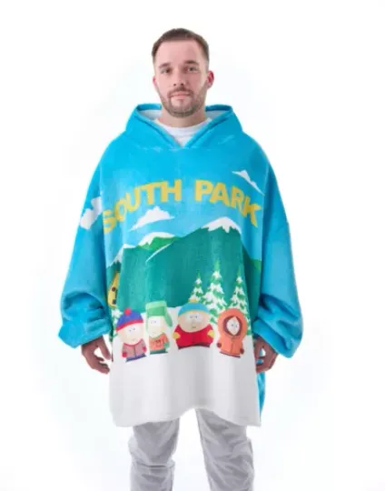 South Park Blue Bus Stop Scene Blanket Hoodie Mens