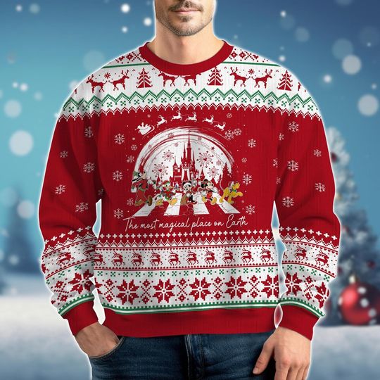 Mickey And Friends Ugly Sweater, Minnie Mouse Pluto Goofy Dog Christmas Sweater, Disney Holiday Sweater, Gift For Women Men Kid