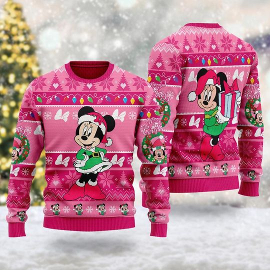 Cute Minnie Mouse Ugly Christmas Sweater, Mickey Mouse Movie Xmas Sweatshirt, Minnie Mouse Christmas Gift For Men Women Kid