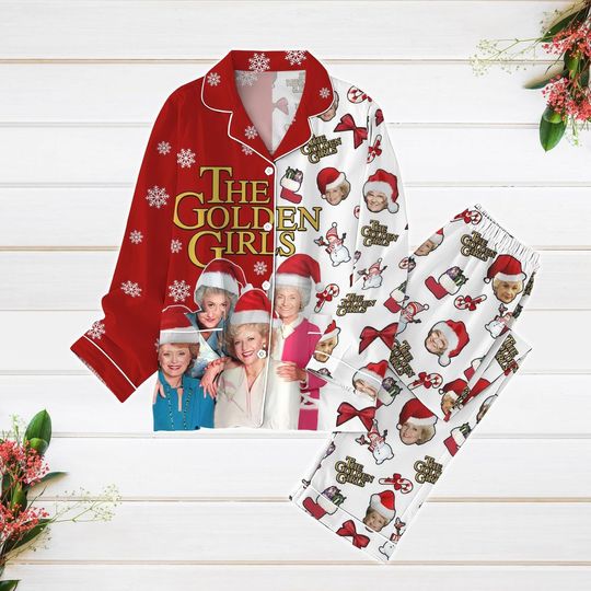 Christmas Pajamas, Santa Stay Golden Pajamas Set, Sitcom Lover Women Pajamas, Stay Golden Holiday Pajamas, Winter Season Gift