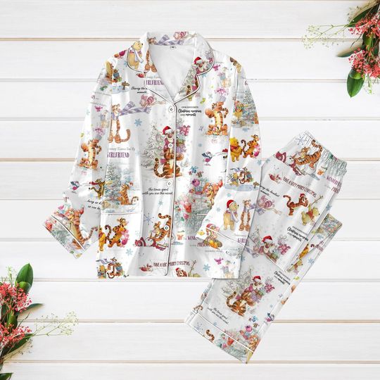 Christmas Pajamas, Winnie The Pooh Pajamas Set, Disney Pooh And Friends Pajamas, Tigger Piglet Santa Xmas Pajamas, Magic Kingdom Shirt