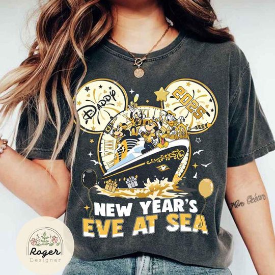Personalized Disney Cruise New Year Shirt, Happy New Year 2025 shirt, New Year's eve at sea shirt, Family matching vacation Cruise shirt