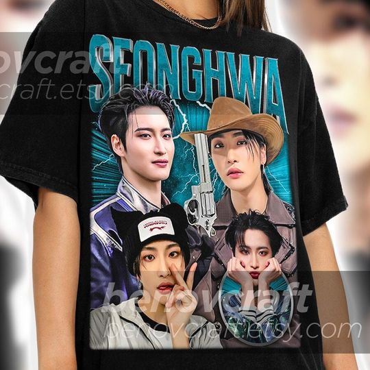 ATEEZ Seonghwa Retro 90s Distressed Bootleg T-shirt, ATEEZ Shirt, KPOP T-shirt and Gift For Her or Him