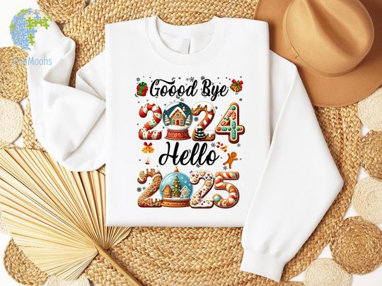 Hello 2025 Sweatshirt, Festive New Years Eve Shirt, Xmas Shirt, Family Christmas Shirt, Happy New Year Party Shirt, Hello 2025 Shirt