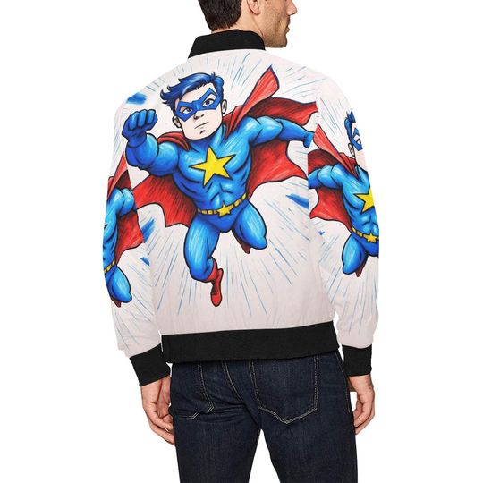 Bomber Jacket Art Cartoon Jacket Comics Supe Hero Superhero Cartoon Vintage Retro