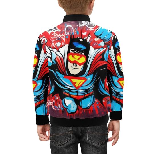 Bomber Jacket with Pockets Superhero Graffiti Art Hero