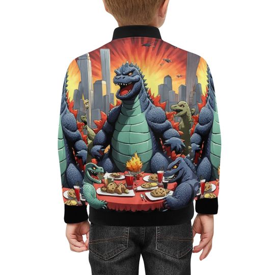 Bomber Jacket with Pockets god zilla Gojira Kaiju Comics Retro Party Godzillas