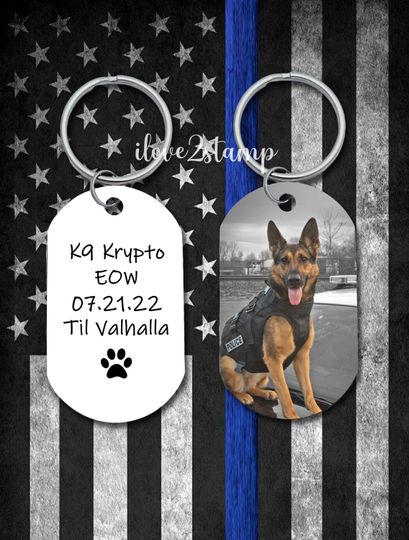 Police Dog Memorial Keychain, K9 Police Sympathy Gift, Personalized End Of Watch Police, Police Officer Loss of Dog, K9 Retirement Gift