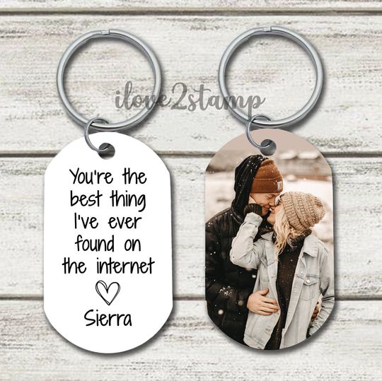 Best Thing On The Internet Keychain, Boyfriend Gift, Anniversary Gift For Him, Tinder Swipe Right Gifts, Online Dating Gift, Photo Keychain
