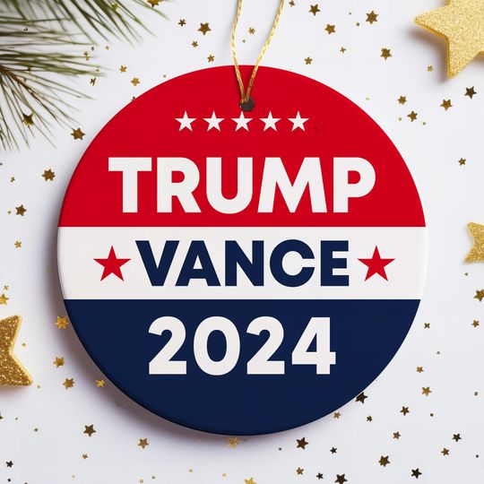 Trump Vance 2024 Christmas Ornament, Trump For President Holiday Ornament, Republican Xmas Tree Decor, Donald Trump Bauble