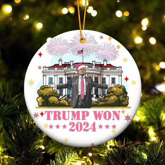 Custom Trump Ceramic Christmas Ornament - Trump Won 2024 -Congratulations on Trump's victory, Gift For Lover Trump, Trump Christmas Ornament