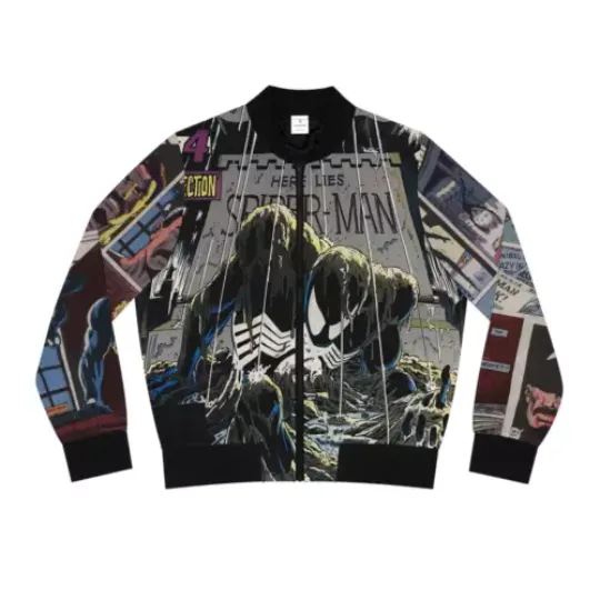 Amazing Spiderman Comics Here Lies Spiderman Superhero Love Bomber Jacket