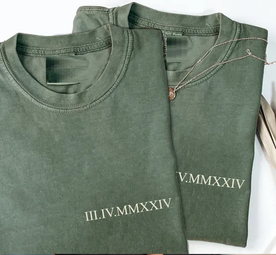 Custom Roman Numeral T-shirt, Comfort Colors Personalized Anniversary Date Shirt, Matching Couples Outfit, Valentines Day Gift, Wedding Tee