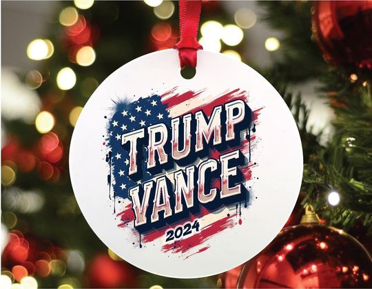 Donald Trump President 2024, Trump Vance Flag Christmas Tree Decor, Political Trends, Ceramic Ornament, Holiday Gift, Failed Attempt, Trump